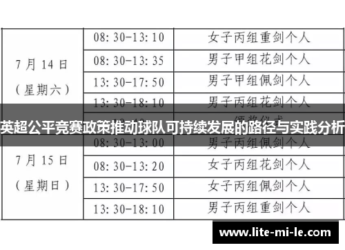 英超公平竞赛政策推动球队可持续发展的路径与实践分析